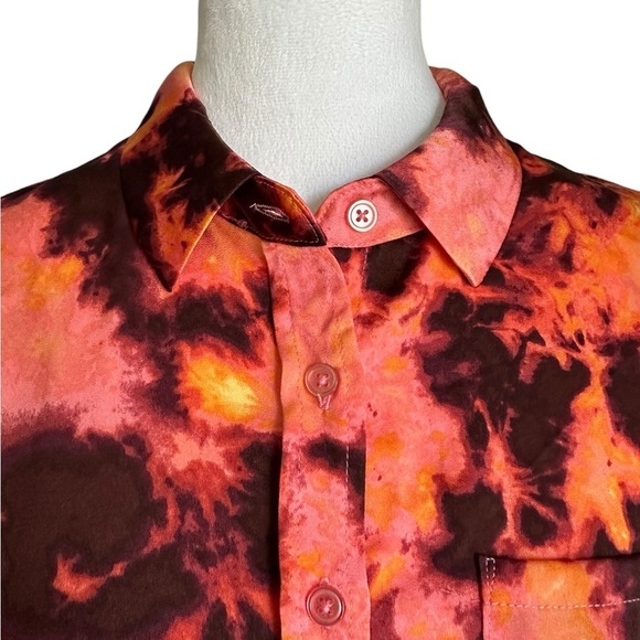 Rebecca Minkoff Tie-Dye Button-Up Collared Top Shirt Sz PM - Picture 4 of 16